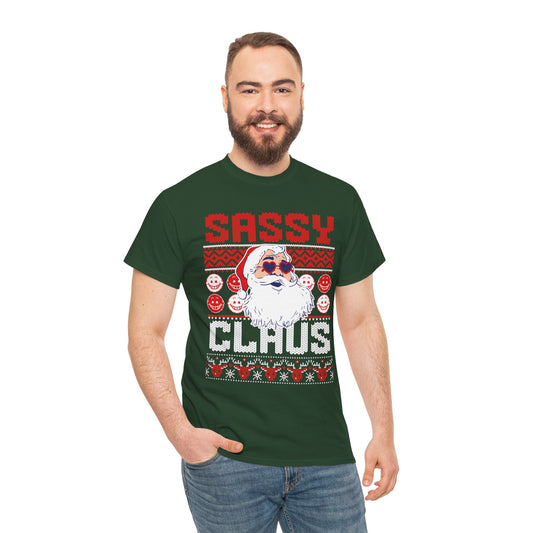 Sassy Clause Christmas Unisex Heavy Cotton Tee