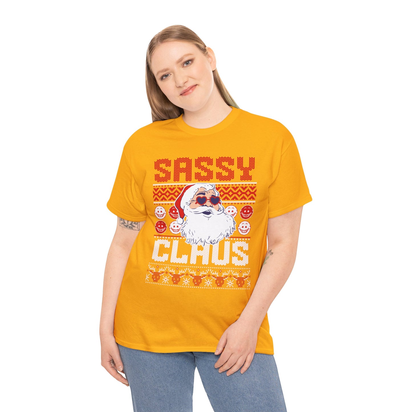 Sassy Clause Christmas Unisex Heavy Cotton Tee