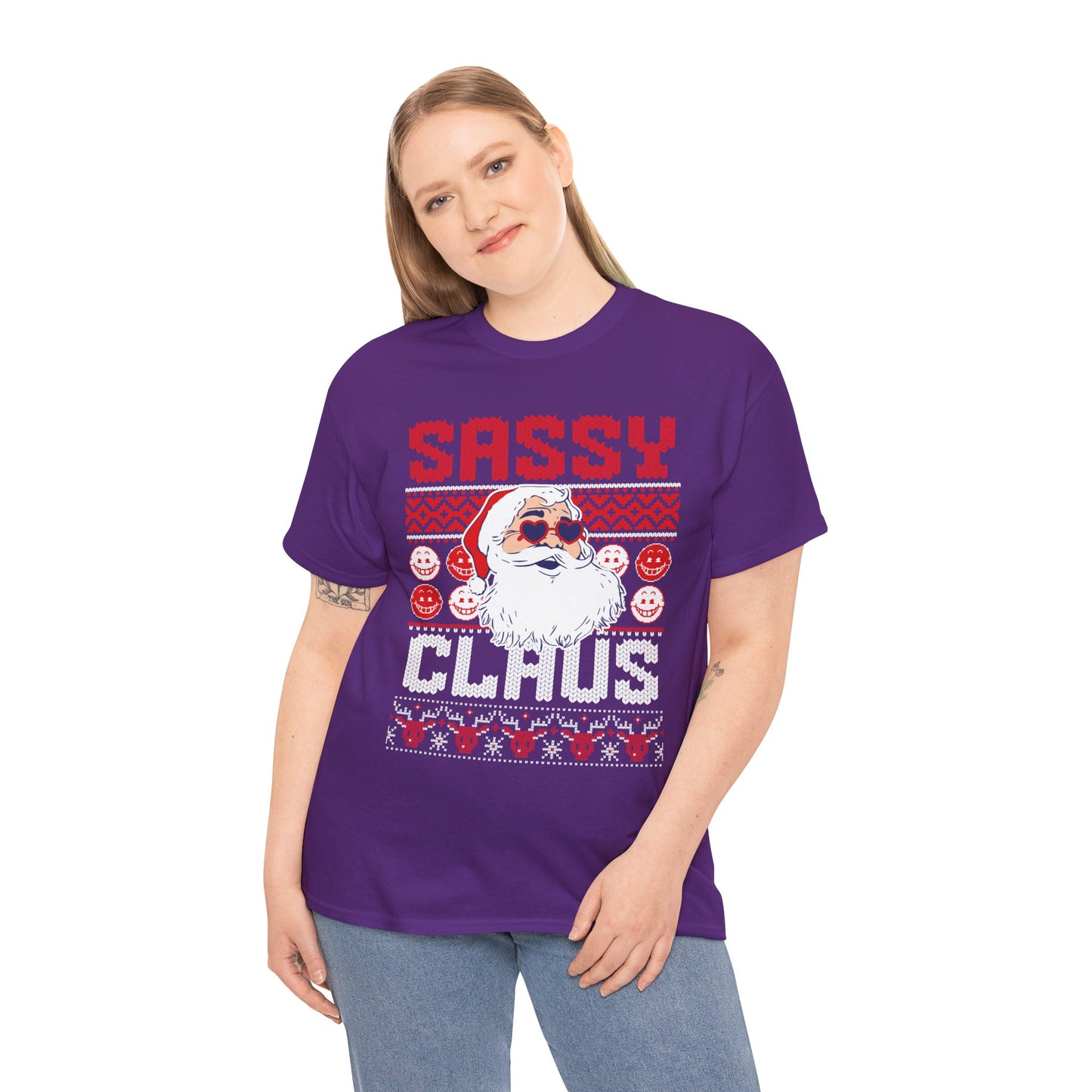 Sassy Clause Christmas Unisex Heavy Cotton Tee