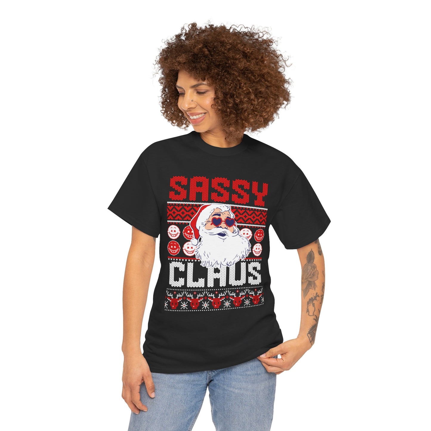 Sassy Clause Christmas Unisex Heavy Cotton Tee