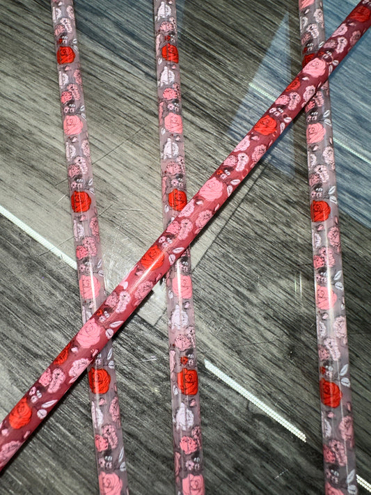 10 inch Rose Color Changing Straw