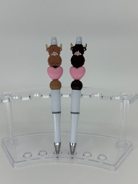 Brown Cow Beaded Ink Pen