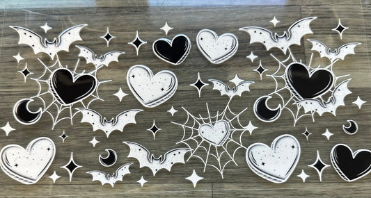 Black and White Bats with Hearts