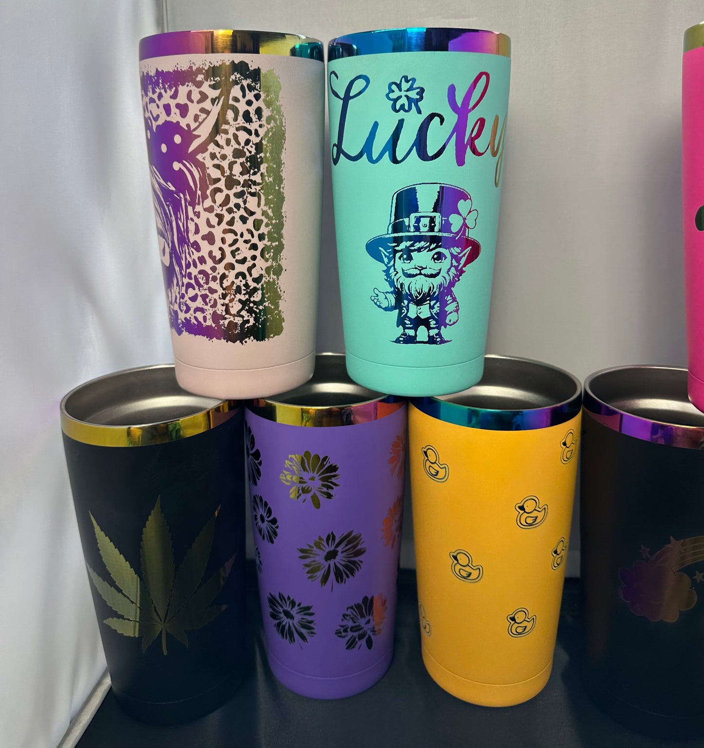 20oz Laser Engraved Rainbow Tumbler