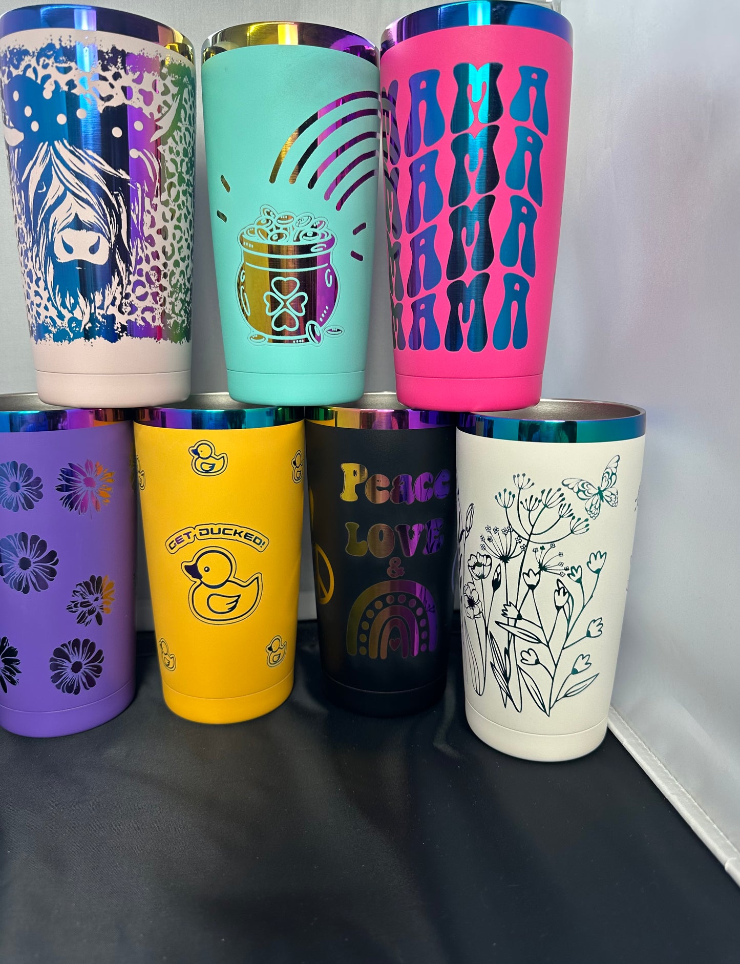 20oz Laser Engraved Rainbow Tumbler