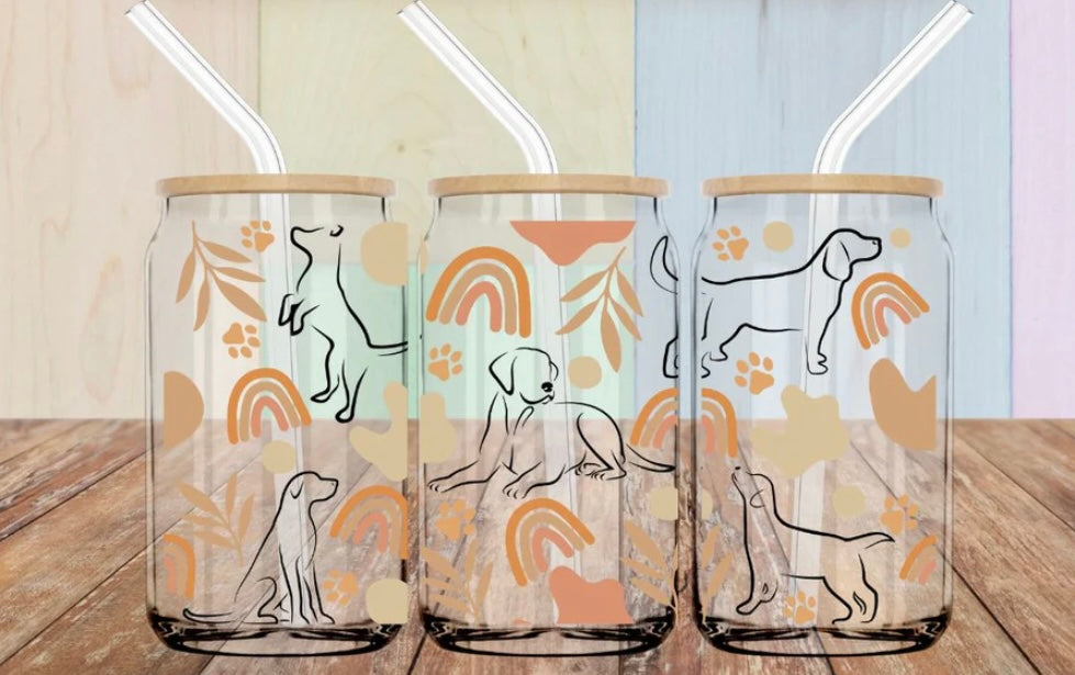 Boho Dog Glass Libby