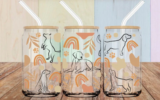 Boho Dog Glass Libby