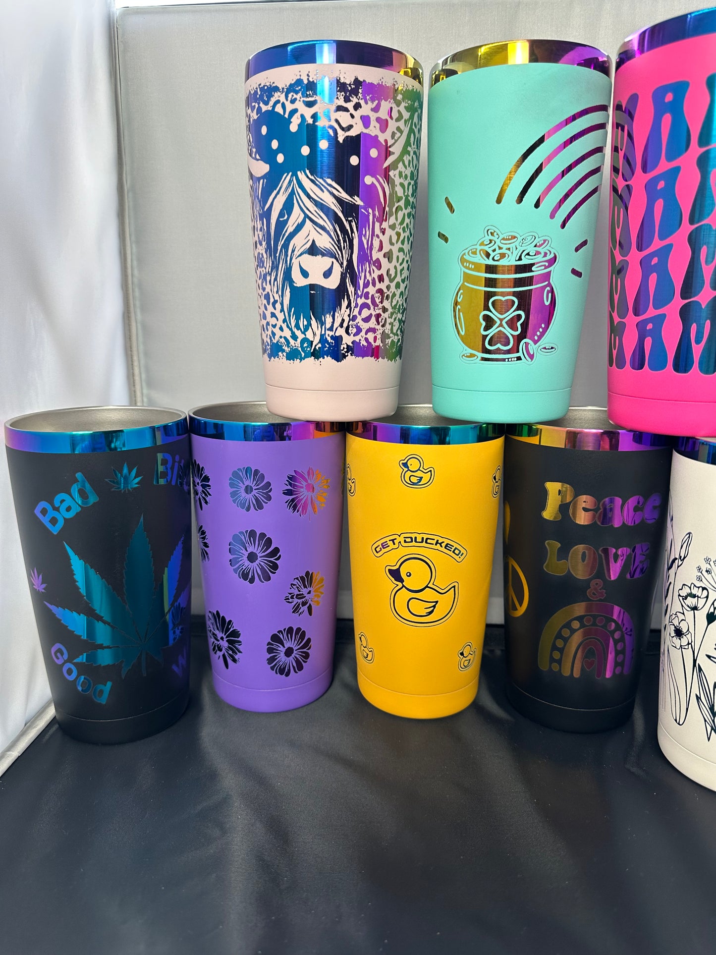 20oz Laser Engraved Rainbow Tumbler