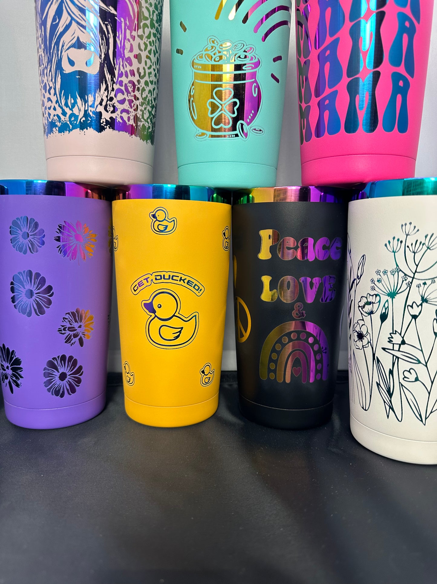 20oz Laser Engraved Rainbow Tumbler