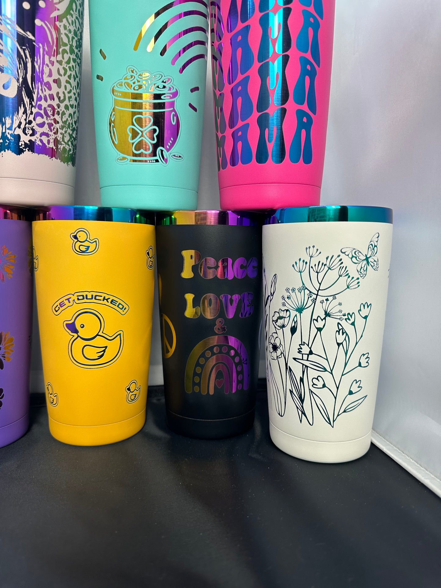 20oz Laser Engraved Rainbow Tumbler