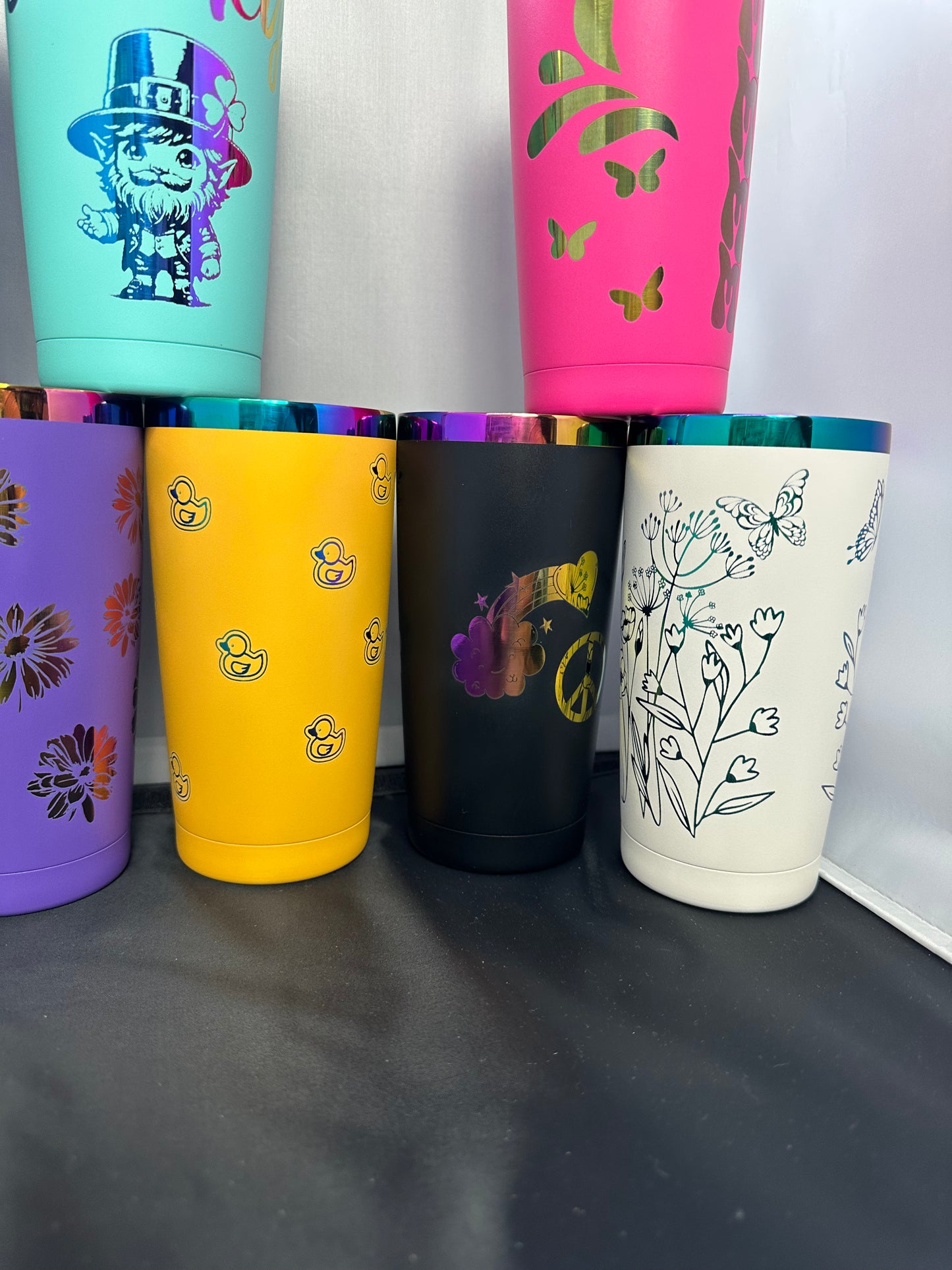 20oz Laser Engraved Rainbow Tumbler