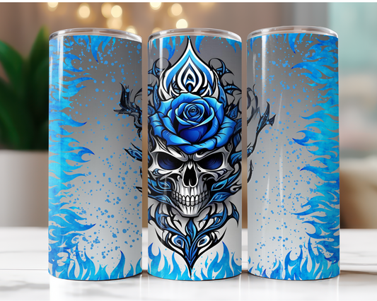 Blue Rose Skull