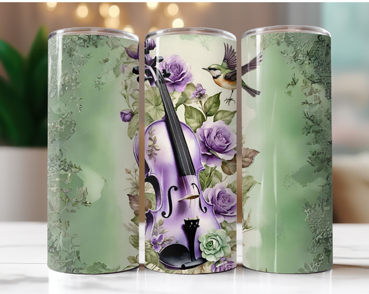 Purple Violin and Roses