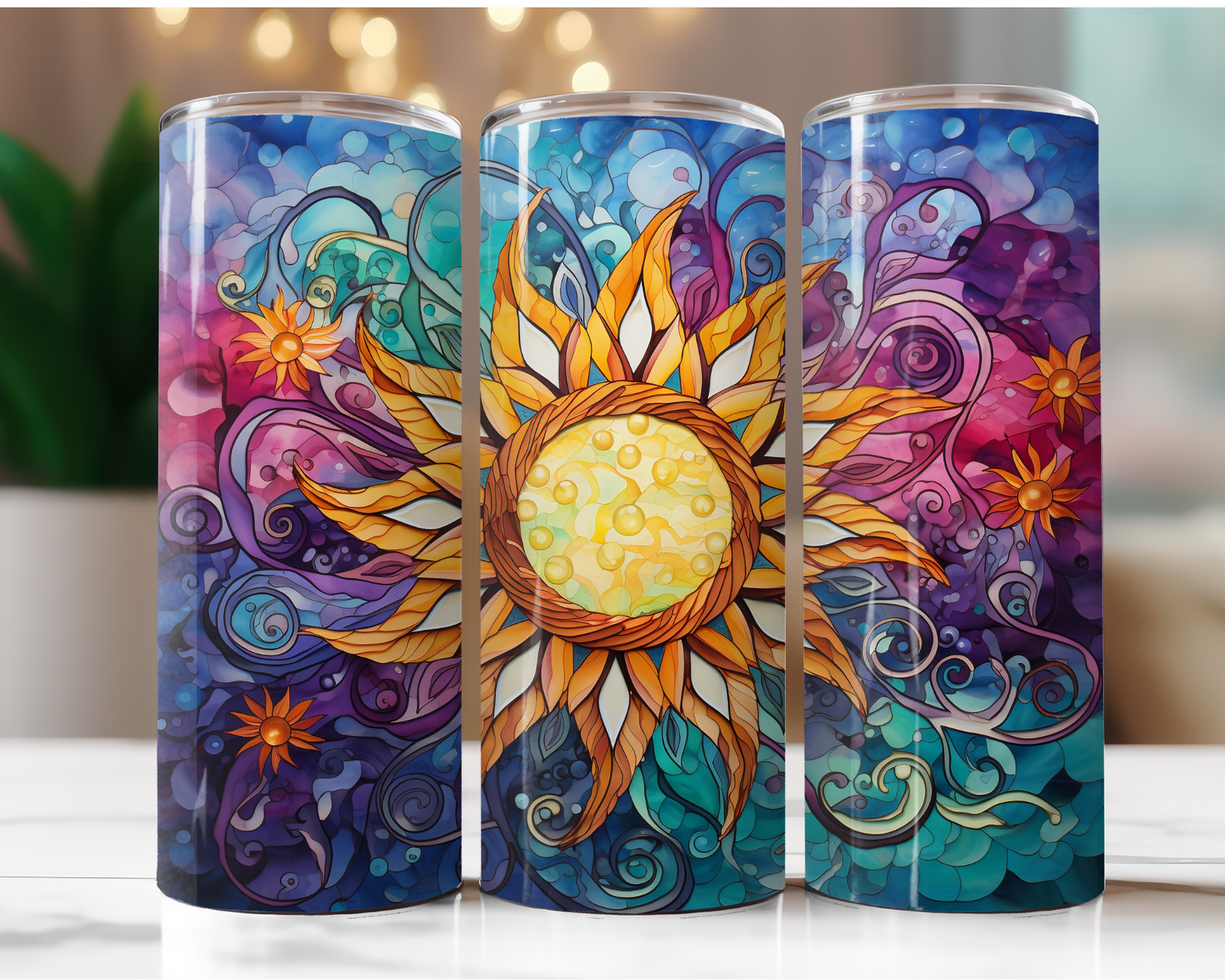 Stained Glass Mosaic Sunflower