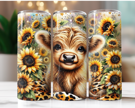 Sunflower Highland Cow