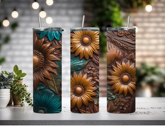 Tooled Leather Sunflower