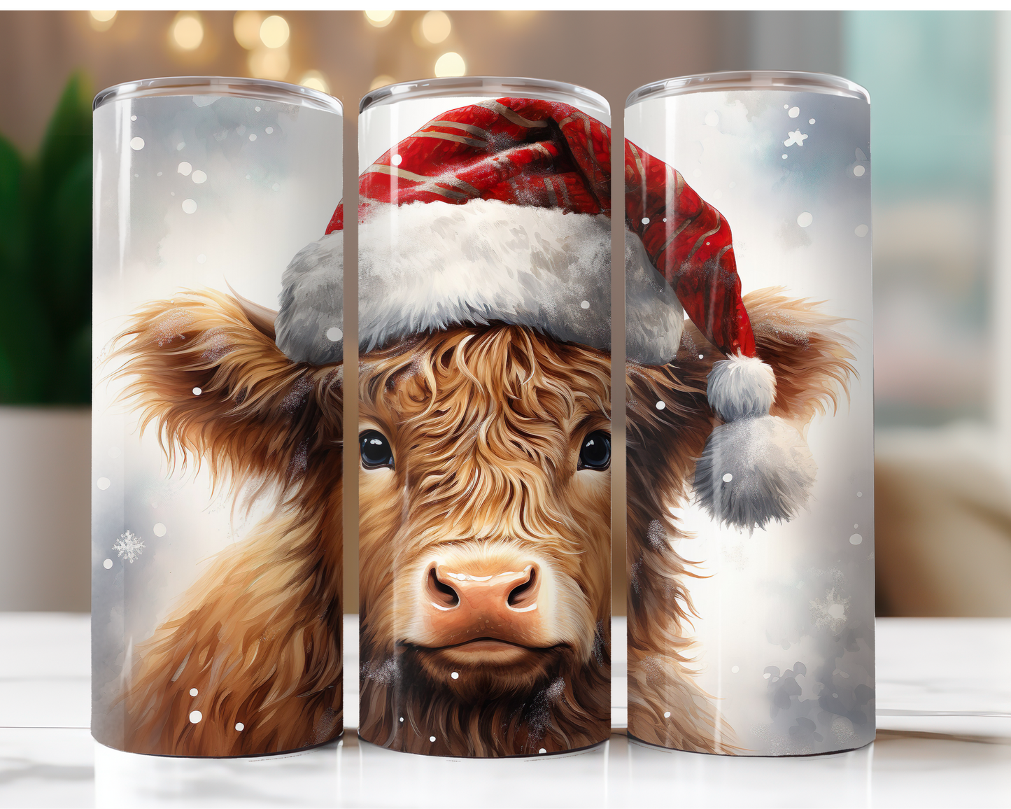 Highland Cow With Santa Hat