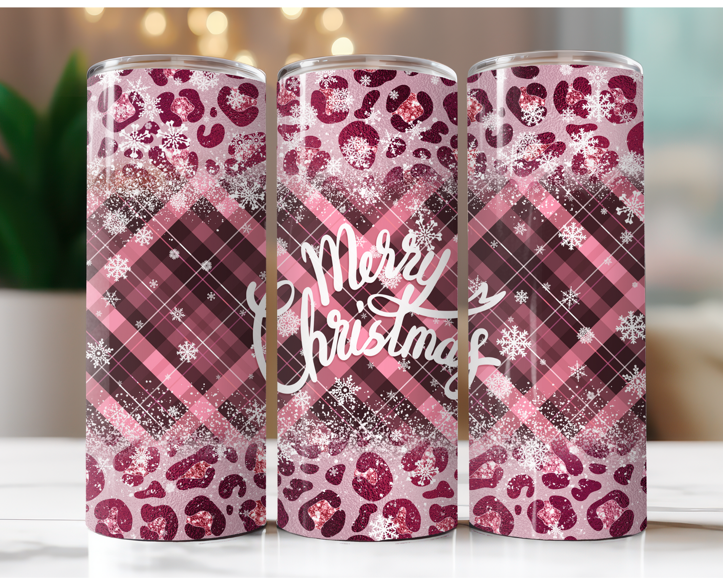 Pink Cheetah and Plaid Merry Christmas