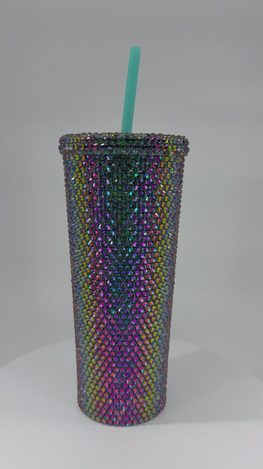 Rhinestone 24oz Teal Taper