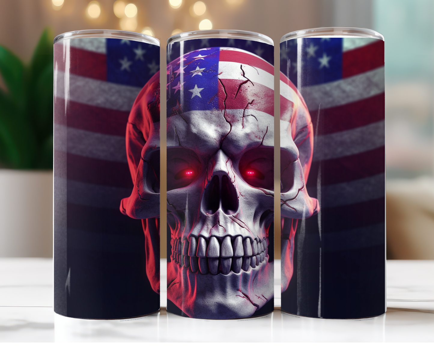 Skull With American USA Flag