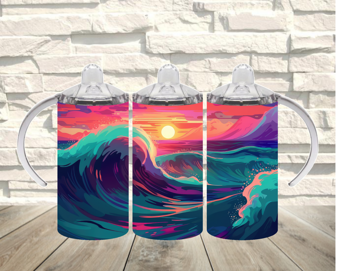 Vibrant Ocean Waves Sippy Cup