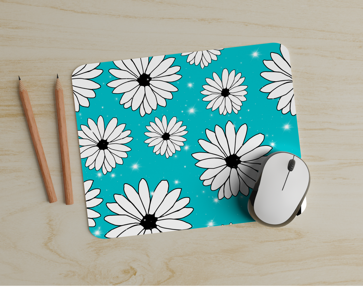 Teal Daisy Mouse Pad