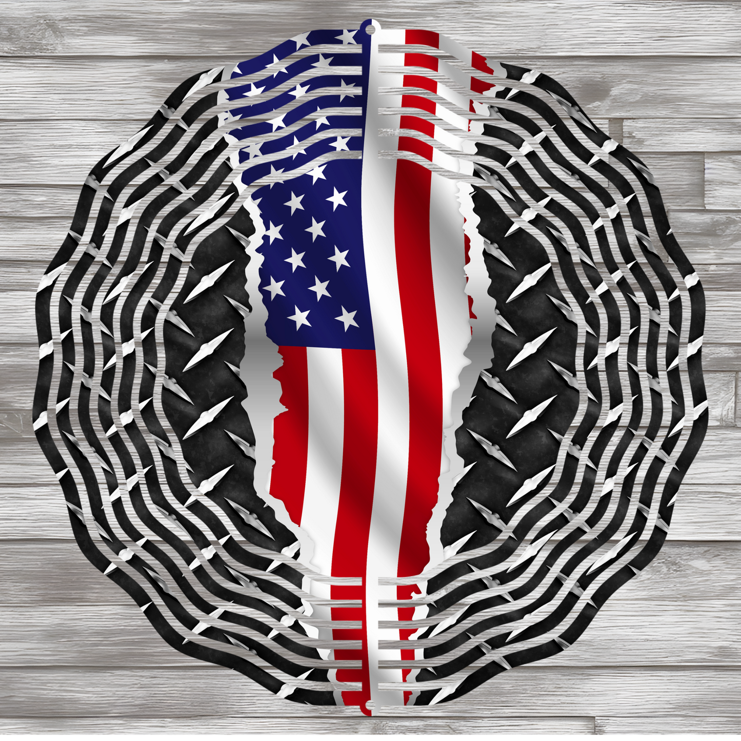 USA Flag with Diamond Plating Wind Spinner